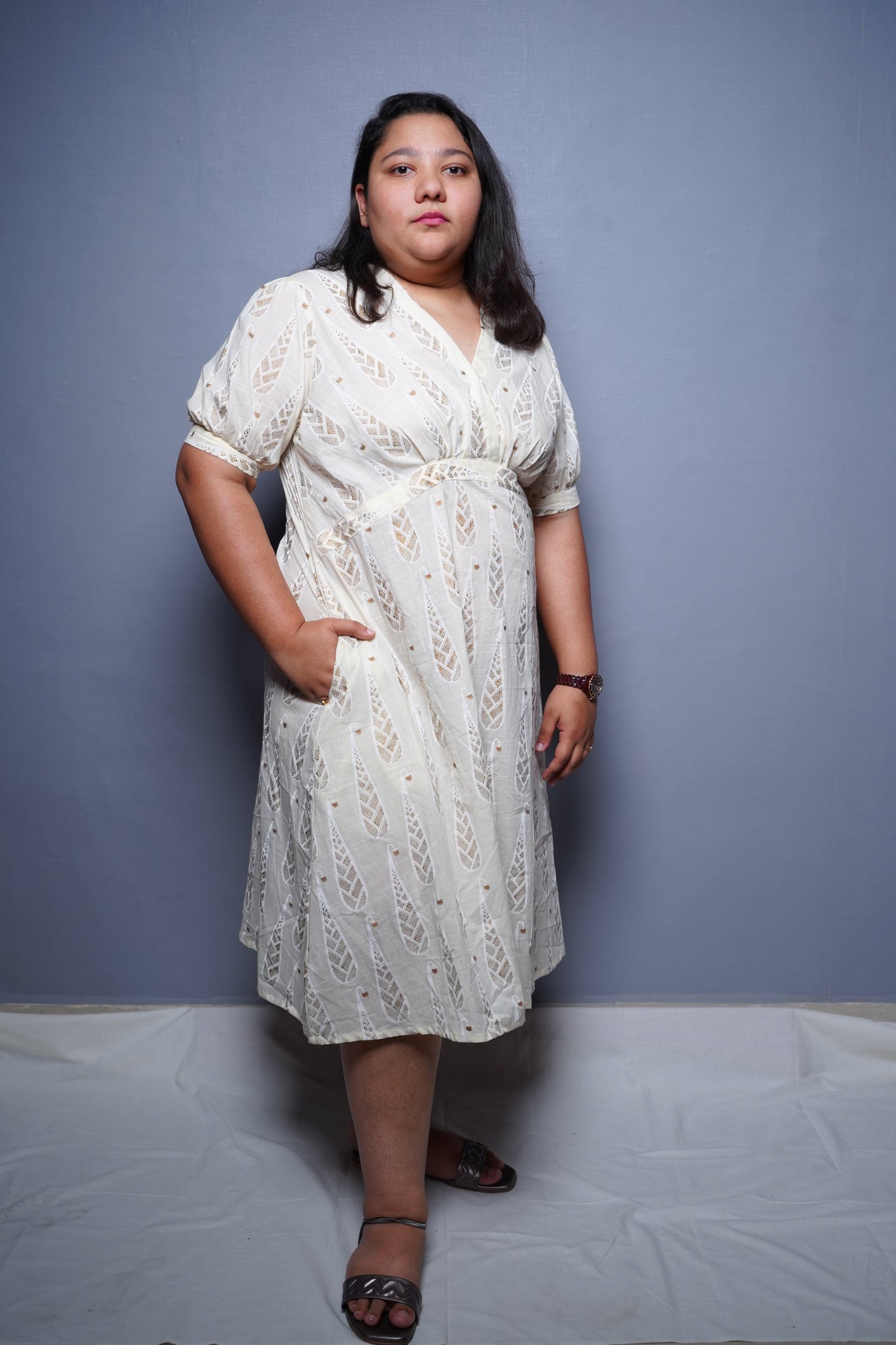 Women in beige dress