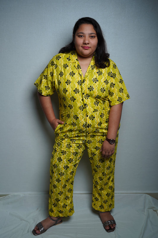 yellow jumpsuit